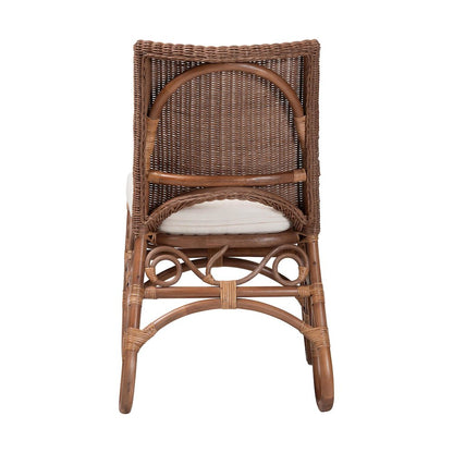 Natural Rattan Dining Chair - Handcrafted Wicker Accent Chair