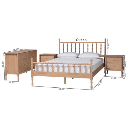 4-Piece Bedroom Set: Platform Bed with Matching Dresser, Two Nightstands, Queen