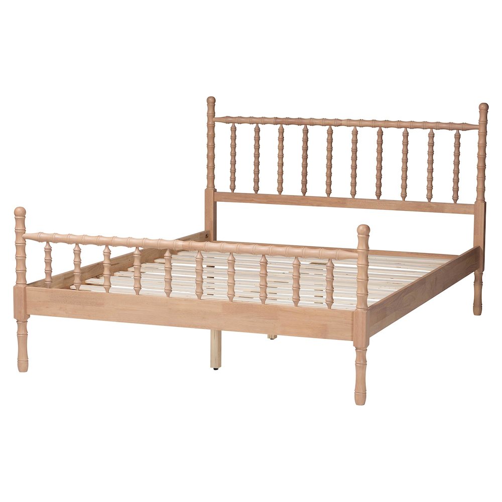 Platform Bed - Spindle Bed Frame with Bamboo-Style Turned Posts, Queen
