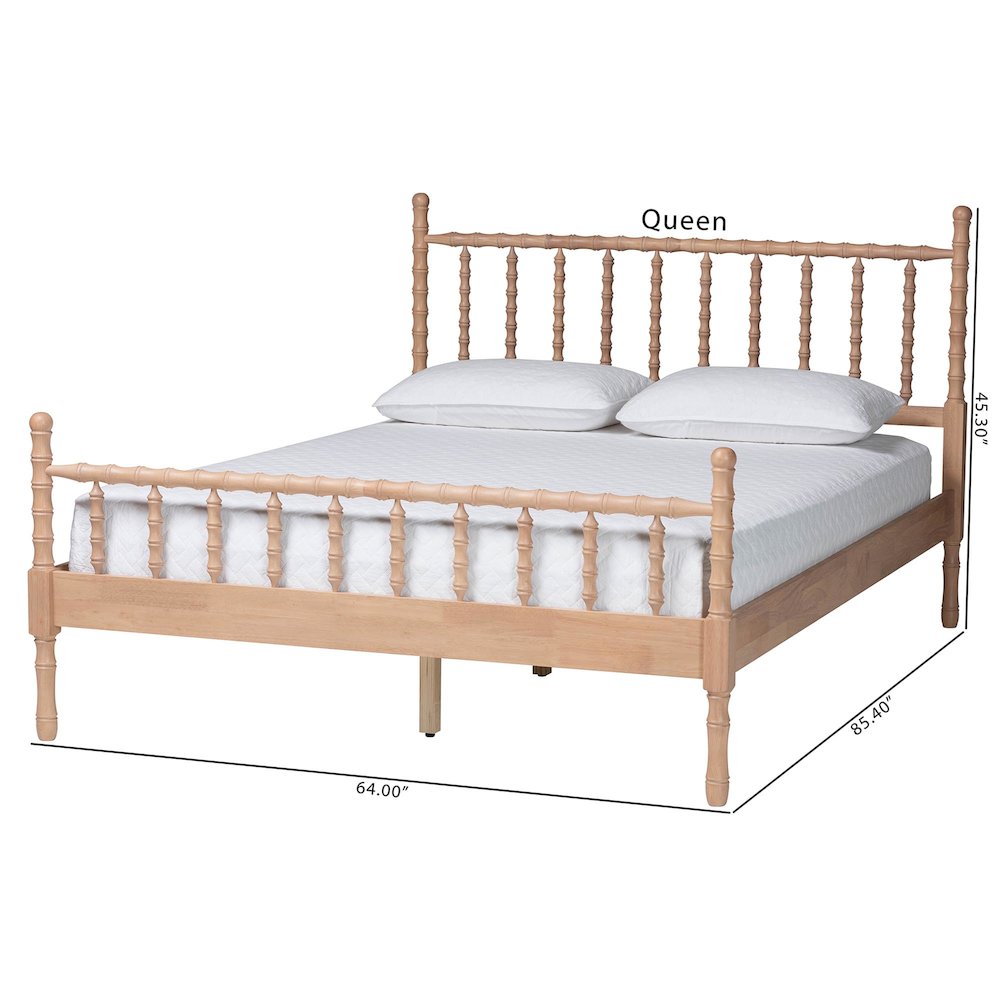 Platform Bed - Spindle Bed Frame with Bamboo-Style Turned Posts, Queen