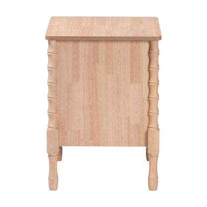 Nightstand - 2-Drawer Bedside Table with Bamboo-Style Turned Legs