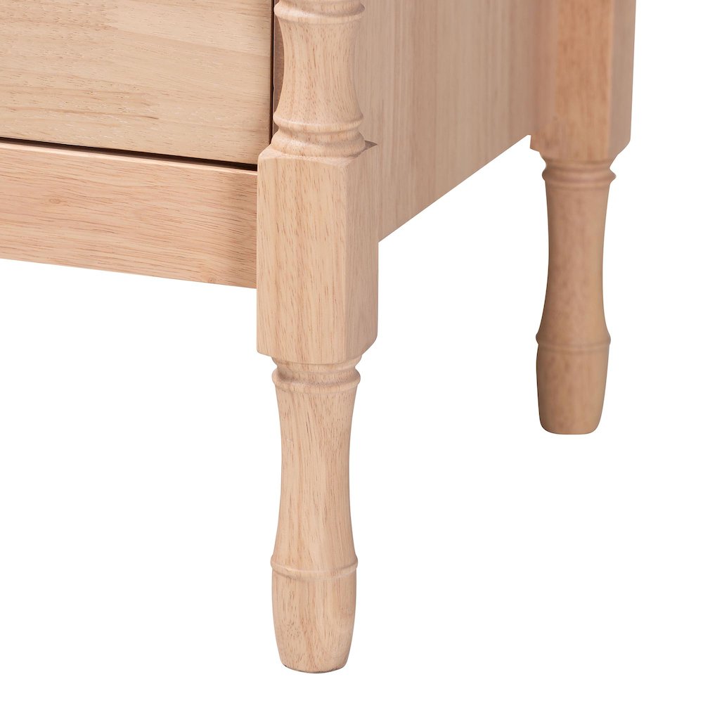 Nightstand - 2-Drawer Bedside Table with Bamboo-Style Turned Legs