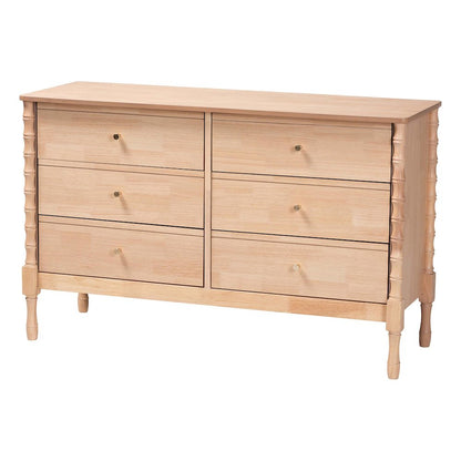 Dresser - 6-Drawer Bedroom Organizer with Bamboo-Style Turned Legs