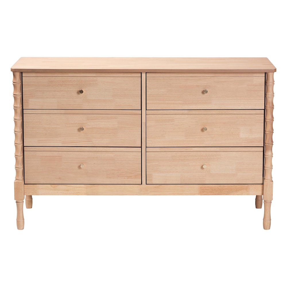 Dresser - 6-Drawer Bedroom Organizer with Bamboo-Style Turned Legs
