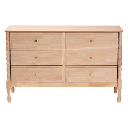 Dresser - 6-Drawer Bedroom Organizer with Bamboo-Style Turned Legs