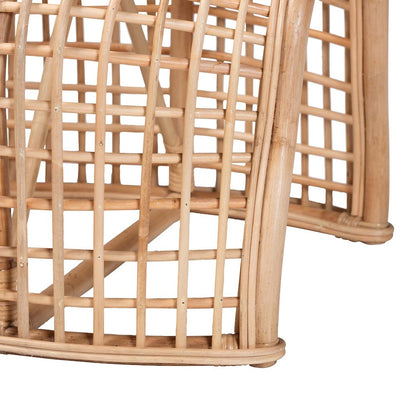 Natural Rattan Bench with Curved Frame - Lightweight Decorative