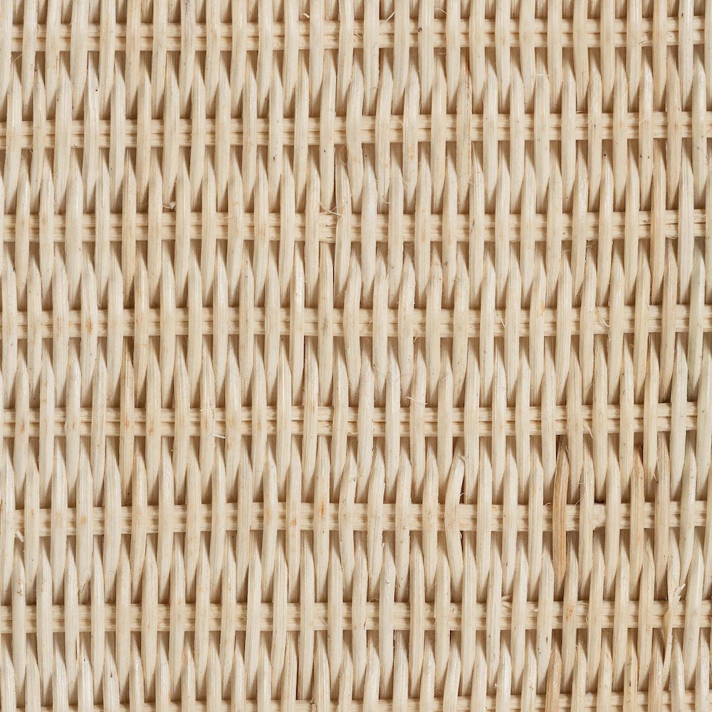 Natural Rattan End Table - Handwoven Wicker Accent Table with Scalloped Base