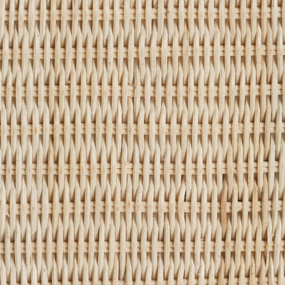 Natural Rattan End Table - Handwoven Wicker Accent Table with Scalloped Base