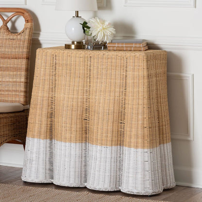 Natural Console Table, Rectangle 36", Two-Tone White/Natural