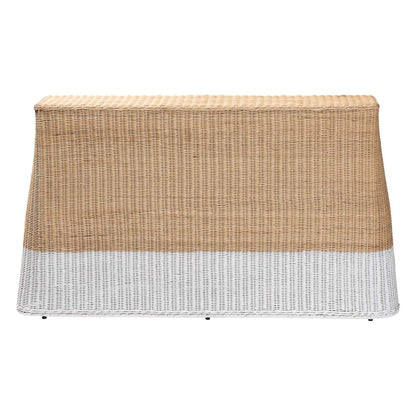 Rattan Console Accent Table, Coastal/Boho Decor, Rectangle 54", White/Natural