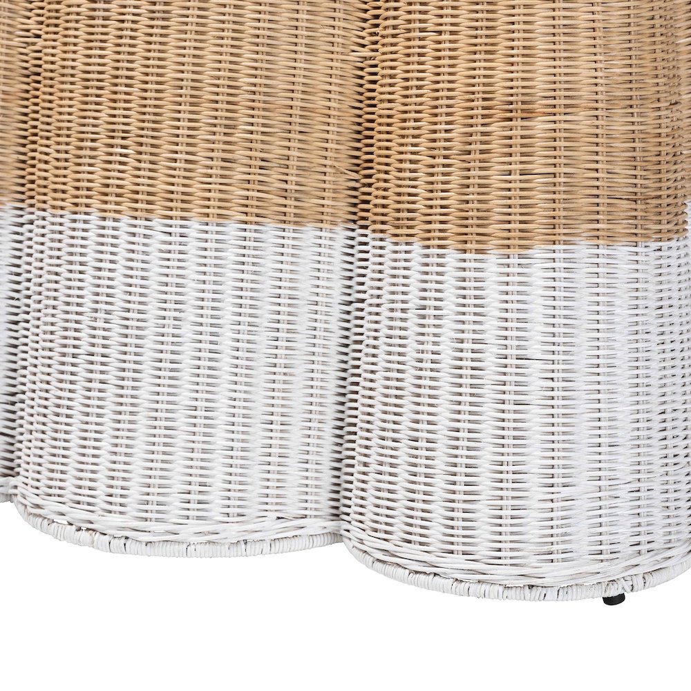 Rattan Console Accent Table, Coastal/Boho Decor, Rectangle 54", White/Natural