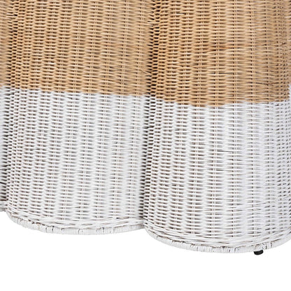 Rattan Console Accent Table, Coastal/Boho Decor, Rectangle 54", White/Natural