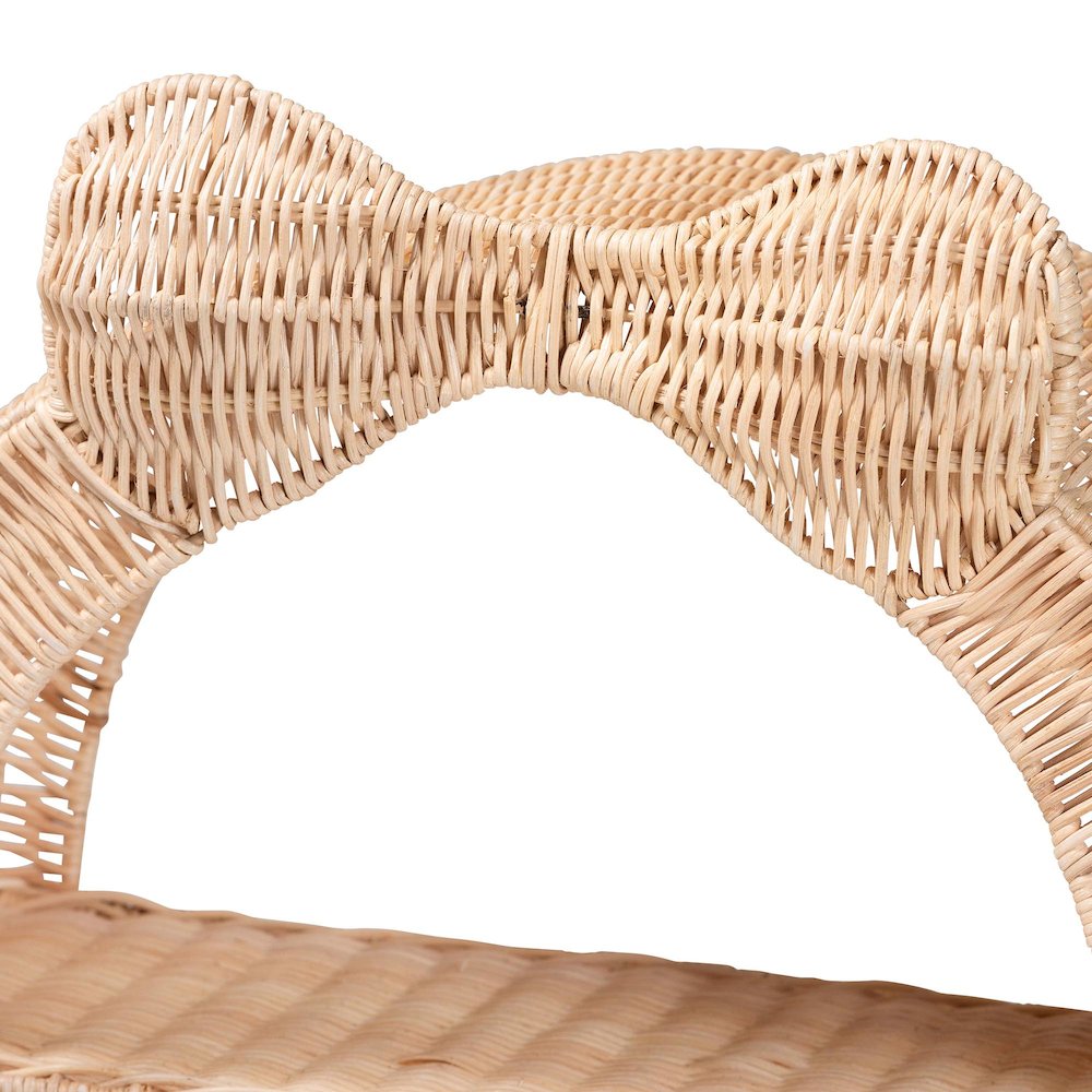 Natural Rattan Wall Shelf - 3-Tier Decorative Storage Rack with Arched Frame