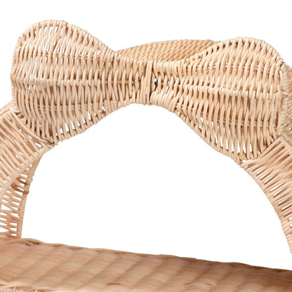 Natural Rattan Wall Shelf - 3-Tier Decorative Storage Rack with Arched Frame