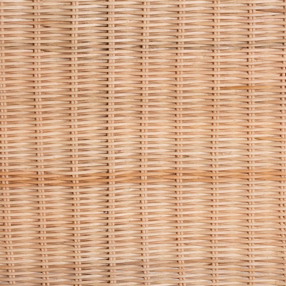 Rattan End Table - Handwoven Wicker 2-Tier Side Table with Scalloped Border