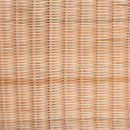 Rattan End Table - Handwoven Wicker 2-Tier Side Table with Scalloped Border