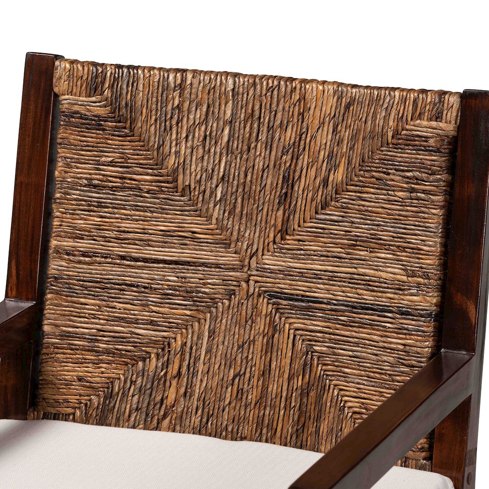 Cordoba 2-Pc Handwoven Seagrass Armchairs, Solid Mango Wood Frame Dining Chair