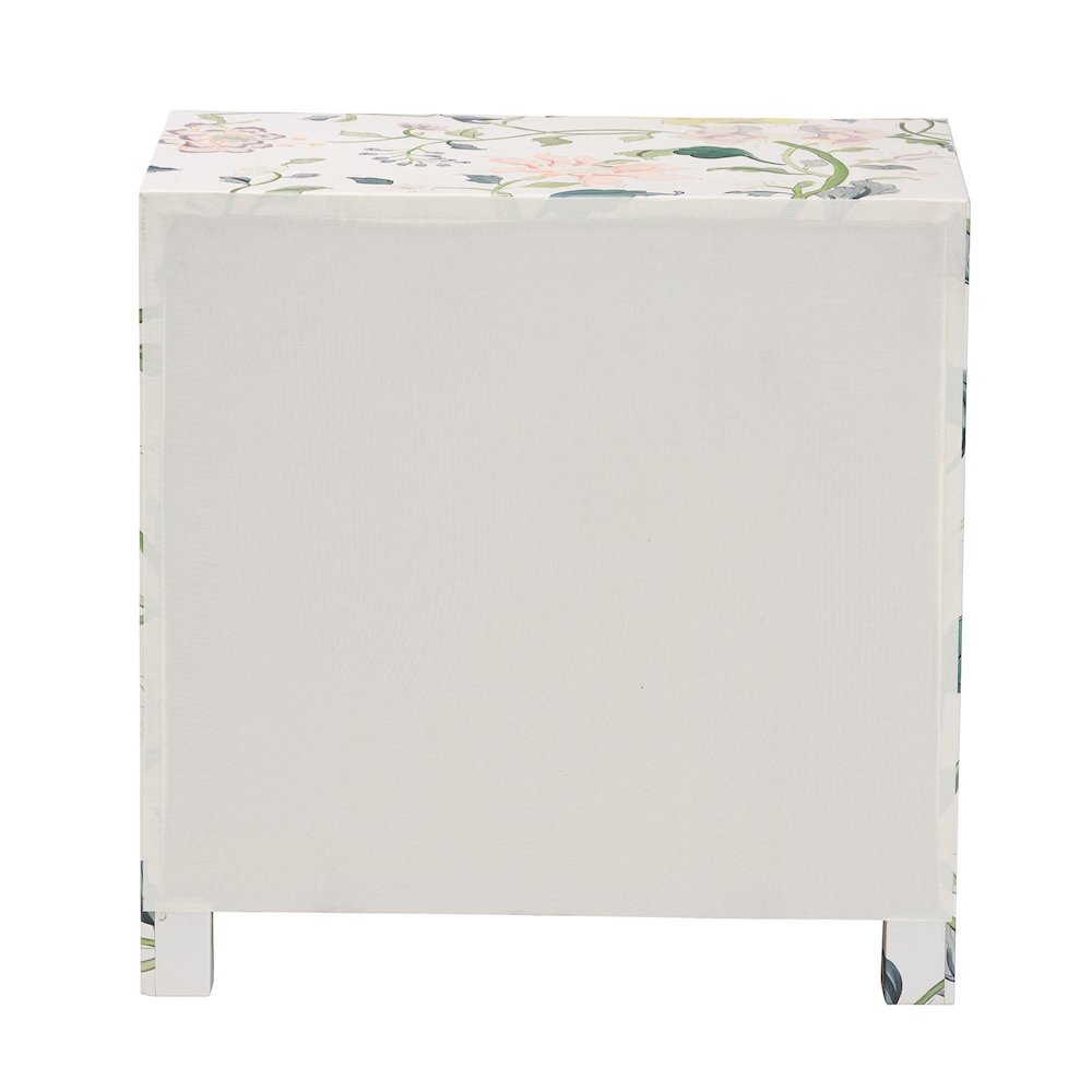 Connery Floral End Table - 3-Drawer Decorative Accent Storage Cabinet