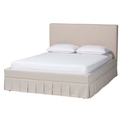 Platform Bed - Fabric Upholstered Bed Frame with Panel Headboard, Queen
