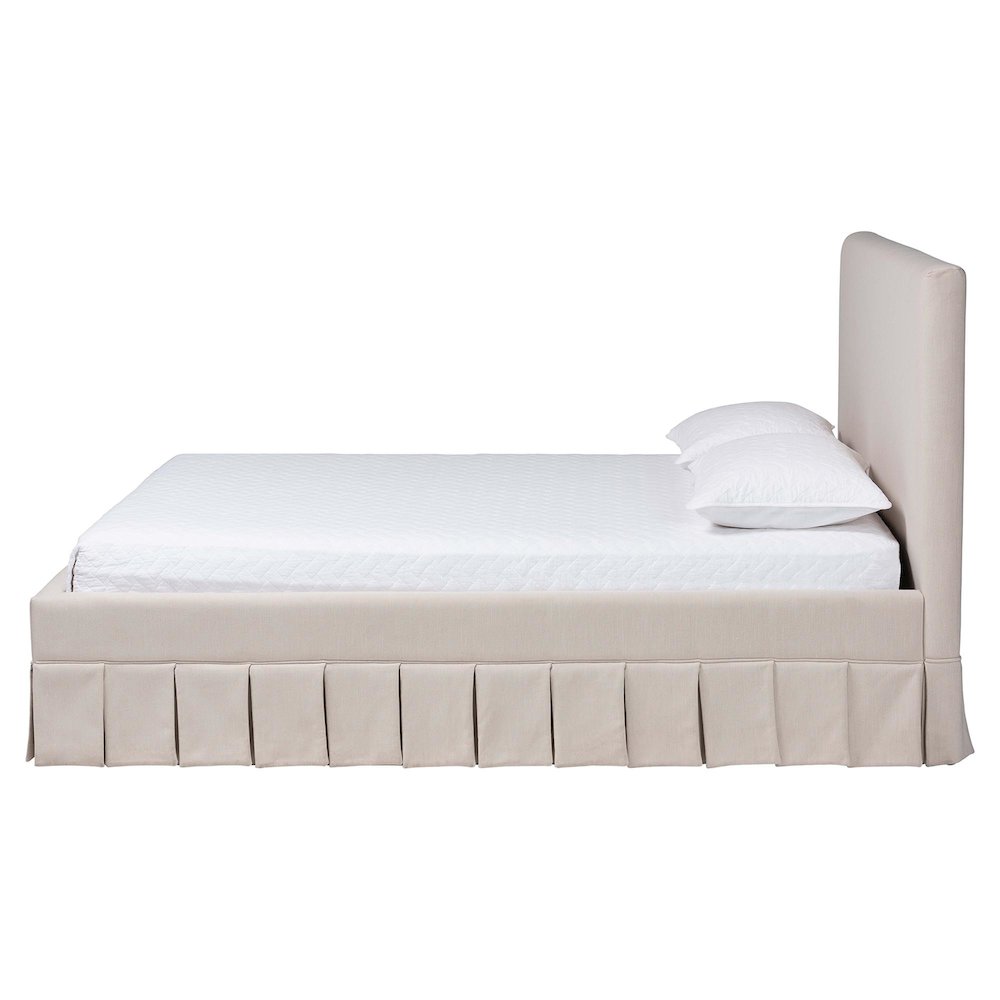 Platform Bed - Fabric Upholstered Bed Frame with Panel Headboard, Queen