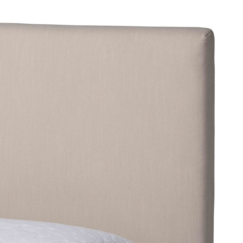 Platform Bed - Fabric Upholstered Bed Frame with Panel Headboard, Queen