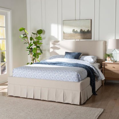 Platform Bed - Fabric Upholstered Bed Frame with Panel Headboard, Queen