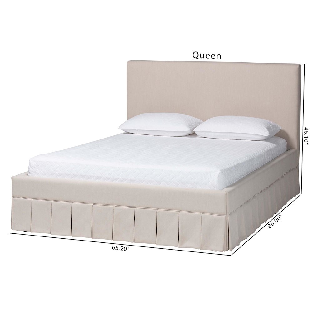 Platform Bed - Fabric Upholstered Bed Frame with Panel Headboard, Queen