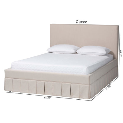Platform Bed - Fabric Upholstered Bed Frame with Panel Headboard, Queen