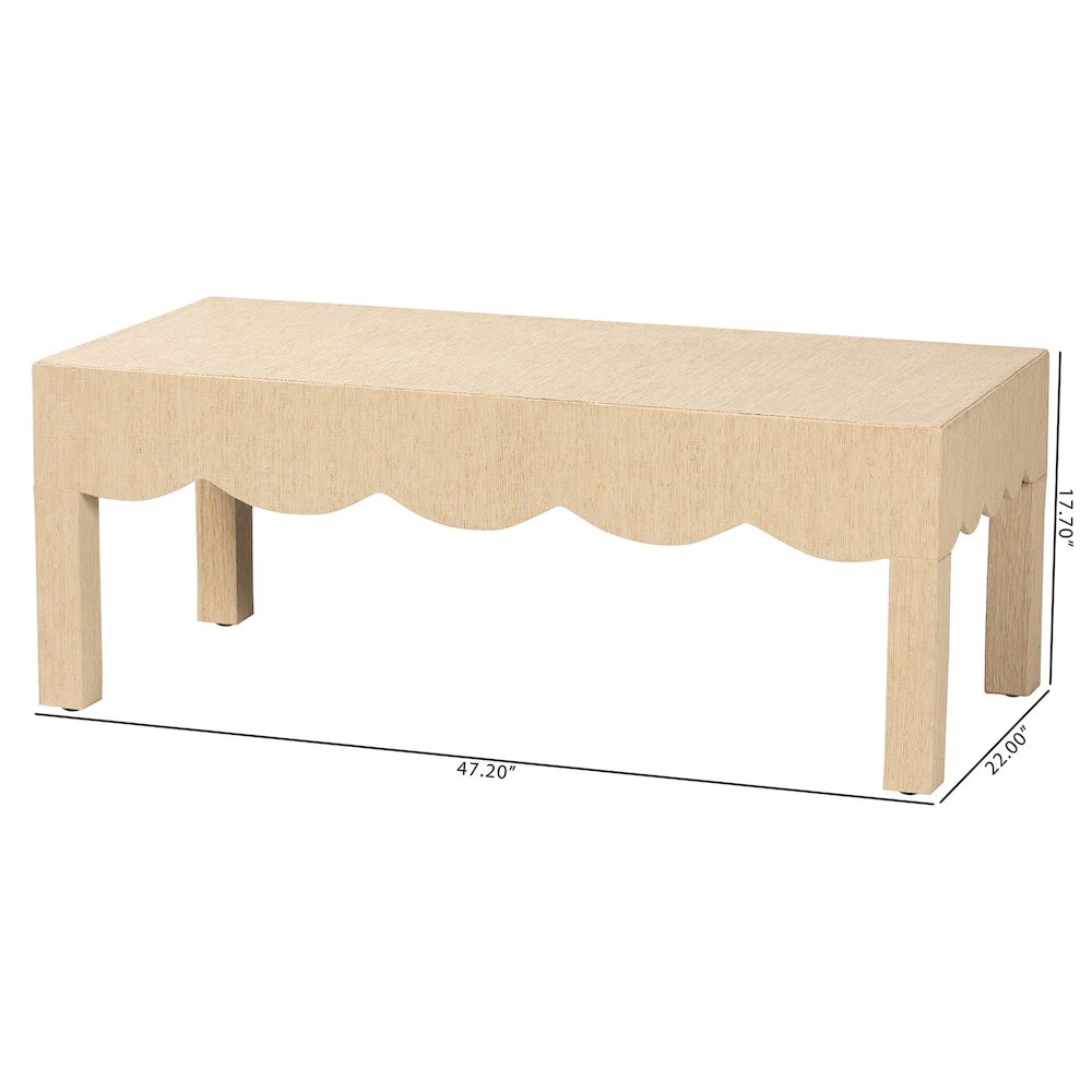 Mason Natural Grasscloth Coffee Table - Rectangular Accent Table