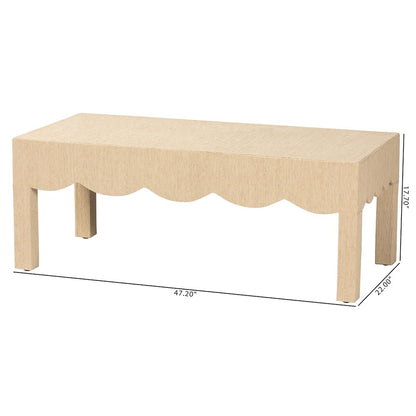 Mason Natural Grasscloth Coffee Table - Rectangular Accent Table