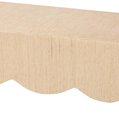 Natural Grasscloth Console Table - Two-Tier Entryway Table with Scalloped Apron