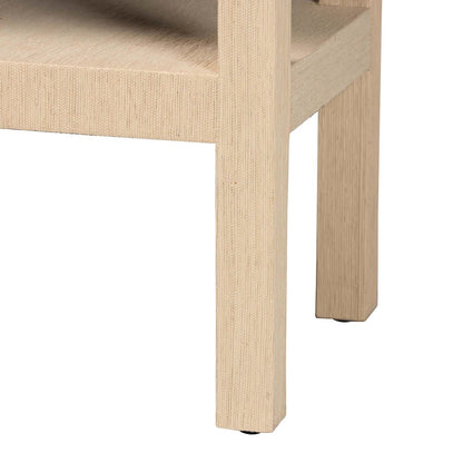 Natural Grasscloth Console Table - Two-Tier Entryway Table with Scalloped Apron