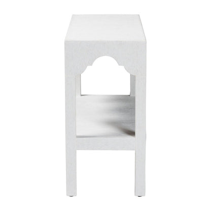 Natural Grasscloth Console Table - Two-Tier Entryway Table with Scalloped Apron