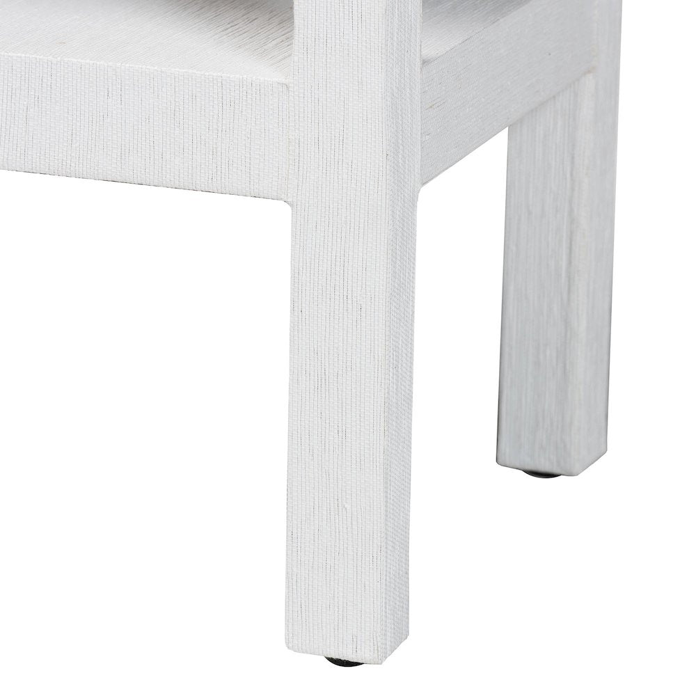 Natural Grasscloth Console Table - Two-Tier Entryway Table with Scalloped Apron