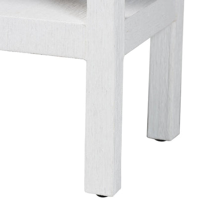 Natural Grasscloth Console Table - Two-Tier Entryway Table with Scalloped Apron