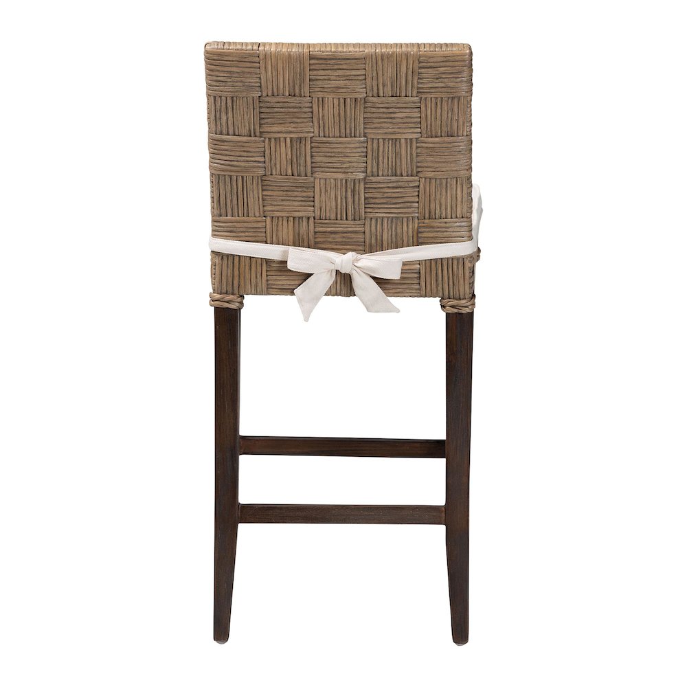 Fatima Natural Rattan Counter Stool with Cushion - Handwoven Wicker Stool