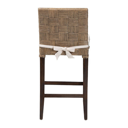 Fatima Natural Rattan Counter Stool with Cushion - Handwoven Wicker Stool