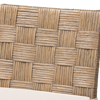 Fatima Natural Rattan Counter Stool with Cushion - Handwoven Wicker Stool
