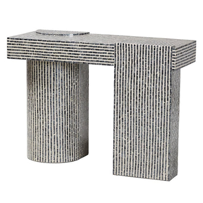 Shell Console Table with Geometric Pattern - Modern Decorative Accent Table