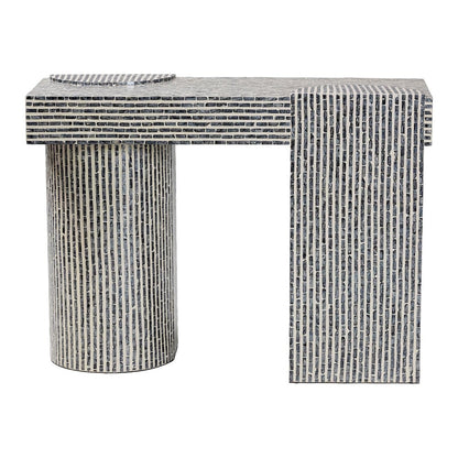Shell Console Table with Geometric Pattern - Modern Decorative Accent Table
