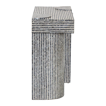 Shell Console Table with Geometric Pattern - Modern Decorative Accent Table