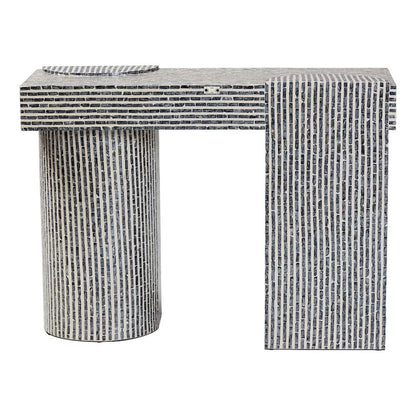 Shell Console Table with Geometric Pattern - Modern Decorative Accent Table