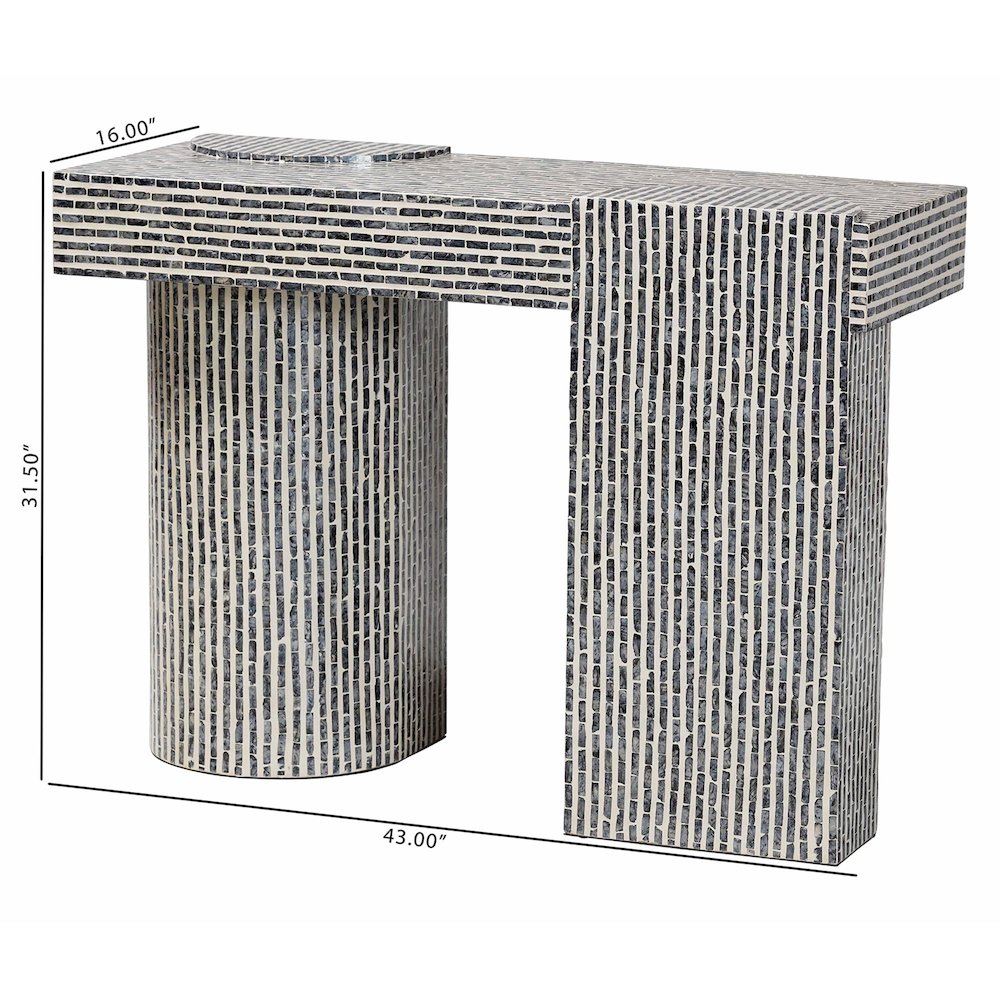 Shell Console Table with Geometric Pattern - Modern Decorative Accent Table