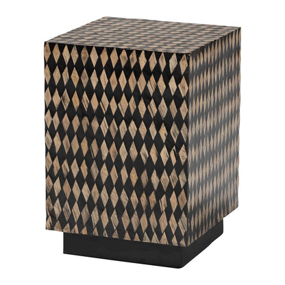 Decorative End Table with Bamboo Diamond Pattern, Square