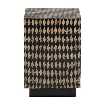 Decorative End Table with Bamboo Diamond Pattern, Square