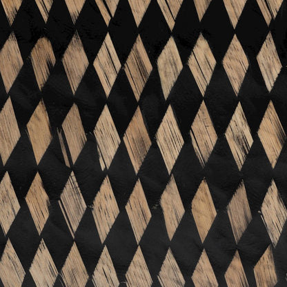 Decorative End Table with Bamboo Diamond Pattern, Square