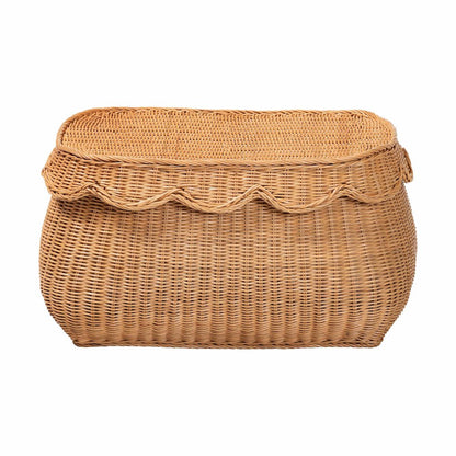 Ayleen Natural Rattan Basket - Handwoven Storage Box, Boho Coastal Decor, Small