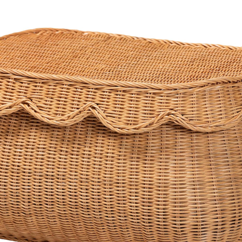 Ayleen Natural Rattan Basket - Handwoven Storage Box, Boho Coastal Decor, Small