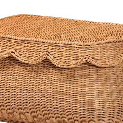 Ayleen Natural Rattan Basket - Handwoven Storage Box, Boho Coastal Decor, Small
