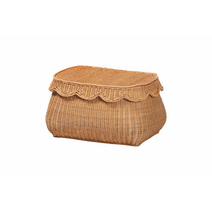Ayleen Natural Rattan Basket - Handwoven Storage Box, Boho Coastal Decor, Small